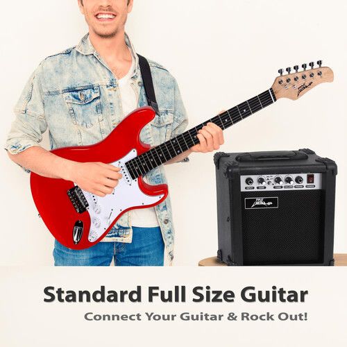  Pyle Pro Beginners Electric Guitar Kit with Amp (Red)