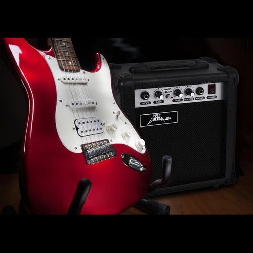  Pyle Pro Beginners Electric Guitar Kit with Amp (Red)