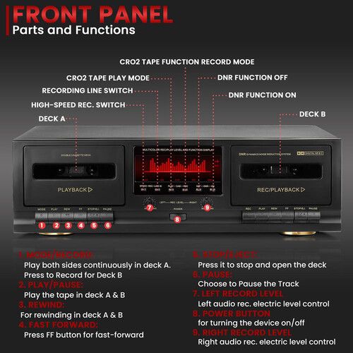  Pyle Pro PT639D Stereo Dual Cassette Deck with Digital Noise Reduction