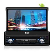 Pyle Single DIN In Dash Android Car Stereo Head Unit w 7inch Flip Out Touch Screen Monitor - Audio Video Receiver System w GPS Navigation, Bluetooth, WiFi, Microphone, USB Micro