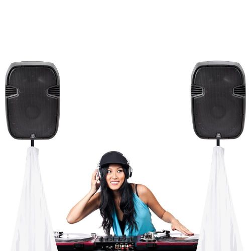  PyleBundle 2x Pyle Pro PSCRIM2W Scrim For DJ Speaker And Light Tripod Stands, White, 2-Sided Cover Design, Universal Mountable & Compatibility -Cobra CBTH4 Sport In Ear Bluetooth Headset (Whi