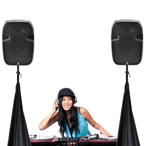  PyleBundle 2x Pyle Pro PSCRIM3B Scrim For DJ Speaker And Light Tripod Stands, Black, 3 Sided Cover Design, Universal Mountable & Compatibility - BONUS - Cobra CBTH4 Sport In Ear Bluetooth Hea