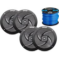 PyleMarine 4X Pyle Marine 4 2-Way Waterproof Black Low Profile Slim Style Design Speakers, 16-Gauge 50 Foot Tinned Speaker Wire