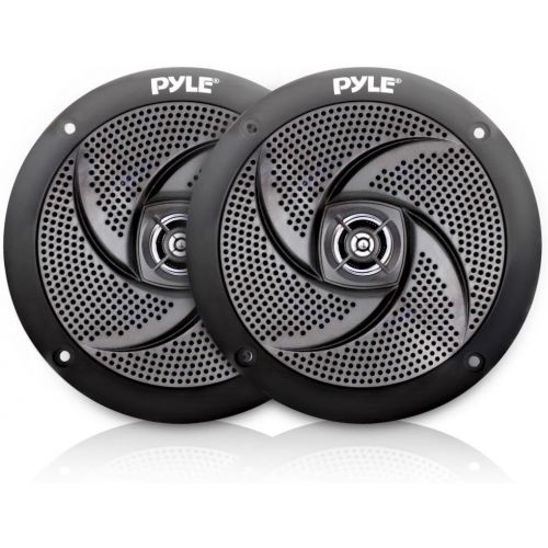  PyleMarine 4X Pyle Marine 4 2-Way Waterproof Black Low Profile Slim Style Design Speakers, 16-Gauge 50 Foot Tinned Speaker Wire