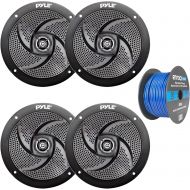 PyleMarine 4X Pyle Marine 6.5 Waterproof Black 240 Watt Power and Low Profile Slim Style Speakers, 16-Gauge 50 Foot Tinned Speaker Wire