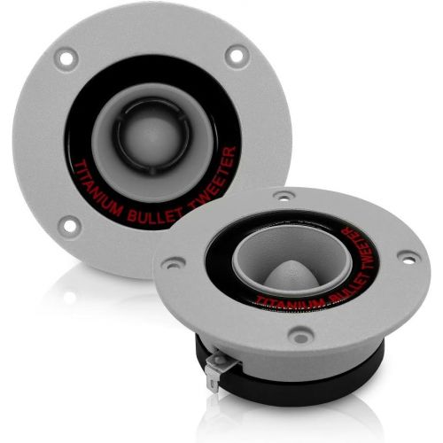  Pyramid 3.25 Car Audio Speaker Tweeter - 300 Watt High Power Aluminum Bullet Horn with 1 Inch Super Titanium Tweeters, 2 kHz - 25 kHz Frequency, 96 dB, 4 Ohm, Heavy Duty 30 oz. Magnet - Py