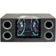 Pyramid 1000W Dual Bandpass Speaker System - Car Audio Subwoofer w/ Neon Accent Lighting, Plexi-Glass Front Window w/ 4 Tuned Ports, Silver Polypropylene Cone & Rubber Edge Suspension - Py