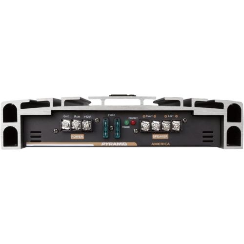  Pyramid 2 Channel Car Stereo Amplifier - 5000W High Power 2-Channel Bridgeable Audio Sound Auto Small Speaker Amp Box w/ MOSFET, Crossover, Bass Boost Control, Silver Plated RCA Input Outp