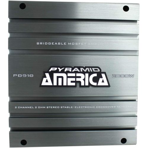  Pyramid PB918 2000W 2 Channel Car Audio Amplifier Power Amp Bridgeable MOSFET (2 Pack)