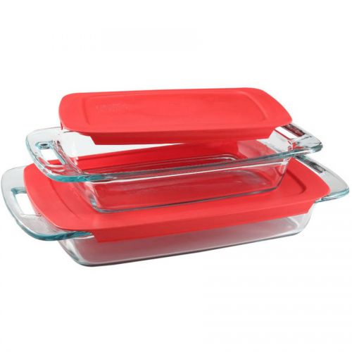 Pyrex Easy Grab 28-Piece Bake and Store Set, red