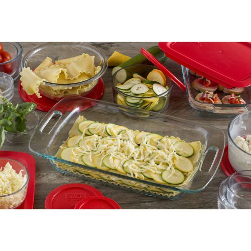  Pyrex Easy Grab 28-Piece Bake and Store Set, red
