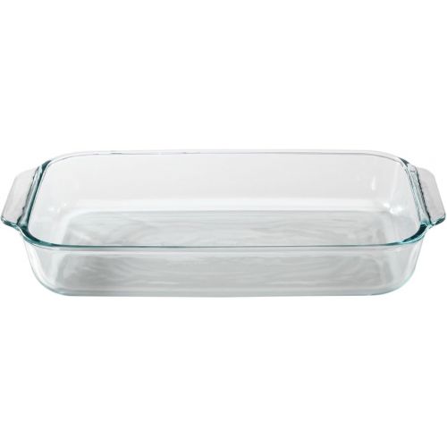  Pyrex Basics 3 Quart Glass Oblong Baking Dish with Red Plastic Lid -13.2 INCH x 8.9inch x 2 inch