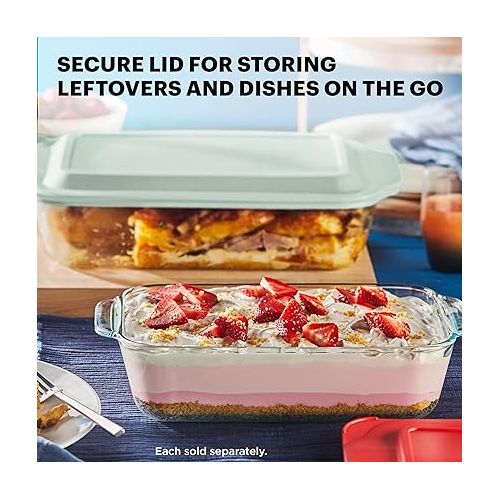  Pyrex Deep Glass Baking Dish with Plastic Lid, Deep Casserole Dish, Glass Food Container, Oven, Freezer and Microwave Safe, Clear Container, 7x11