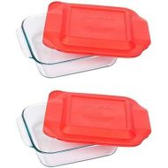 Pyrex Basics 8 Square with red cover (2 PACK)
