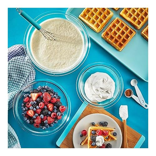  Pyrex Smart Essentials 3-Piece Prepware Mixing Bowl Set, 1-Qt, 1.5-Qt ,and 2.5-Qt Glass Mixing Bowls, Dishwasher, Microwave and Freezer Safe