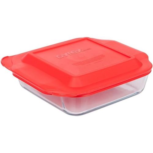  Pyrex 8 Inch Baking Dish, Red, 8-inches Square