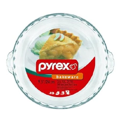  Pyrex Bakeware 9-1/2-Inch Scalloped Pie Plate, Clear