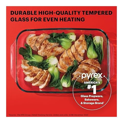  Pyrex Basics 6-Piece Glass Baking Dishes With Lids, (2 QT, 3 QT, 4.8 QT) Bakeware Sets, Freezer and Microwave Safe