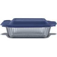 Pyrex Sculpted Tinted (8x8) Glass Baking Dish with BPA-Free Lid, Oblong Bakeware Glass Pan For Casserole & Lasagna, Dishwasher, Freezer, Microwave and Pre-Heated Oven Safe, Smoke