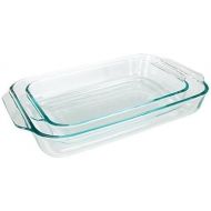 Pyrex Basics Clear Oblong Glass Baking Dishes - 2 Piece Value-plus Pack Set - 1 Each: 2 Quart, 3 Quart
