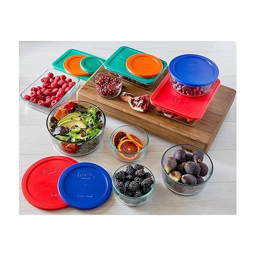  Pyrex Meal Prep Simply Store Glass Rectangular and Round Food Container Set (18-Piece, BPA-free), Multicolor