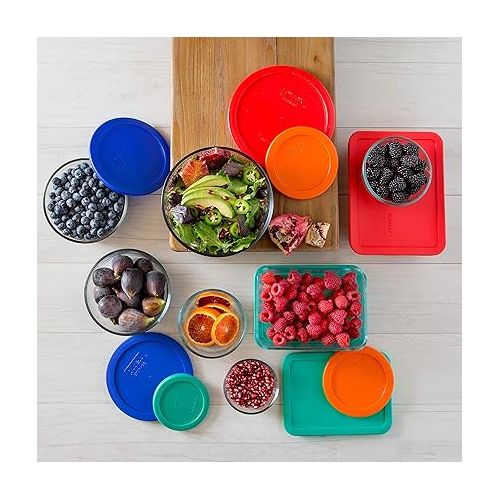  Pyrex Meal Prep Simply Store Glass Rectangular and Round Food Container Set (18-Piece, BPA-free), Multicolor
