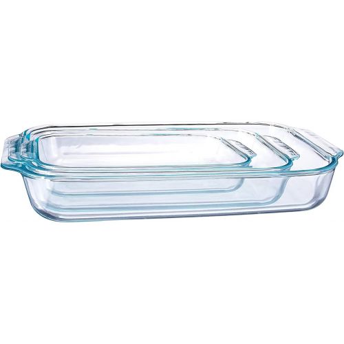  Pyrexop Pyrex Basics Oblong Baking Dish Bundle - 2 Quart, 3 Quart and 4.8-qt - 3 Piece Value Set