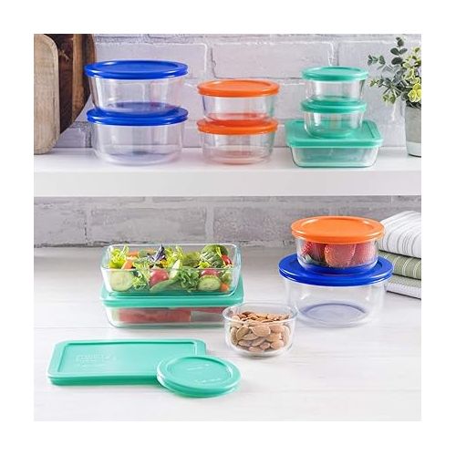  Pyrex Simply Store Glass Food Storage Container Set with Lid, Rectangular Glass Storage Containers with Lid, BPA-Free Lid, Dishwasher, Microwave and Freezer Safe, 24 Piece