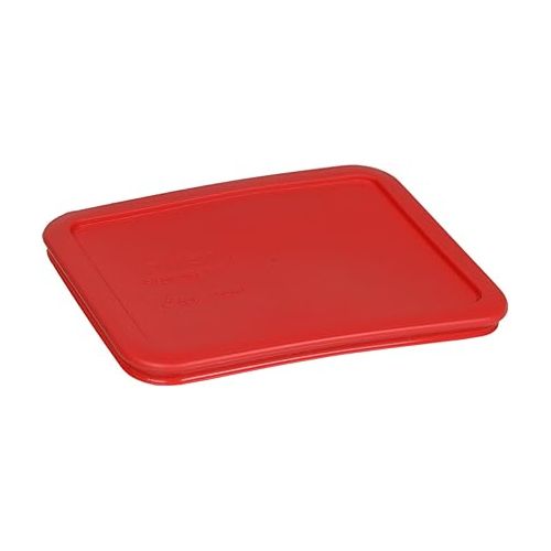  Pyrex 7210-PC 3-Cup Red Plastic Food Storage Replacement Lid Cover, Made in the USA - 4 Pack