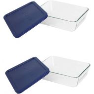 Pyrex Simply Store 6-Cup Rectangular Glass Food Storage Dish,Blue (2 Pack) Made in the USA