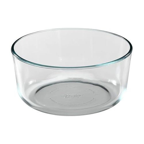  Pyrex Storage Plus 7-Cup Round Glass Food Storage Dish, Blue Cover, Pack of 2 Made in the USA