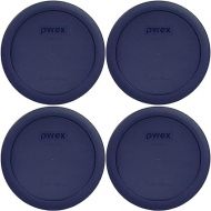 Pyrex Bundle - 4 Items: 7201-PC 4-Cup Blue Round Plastic Lids - Original Genuine Pyrex - Made In The USA