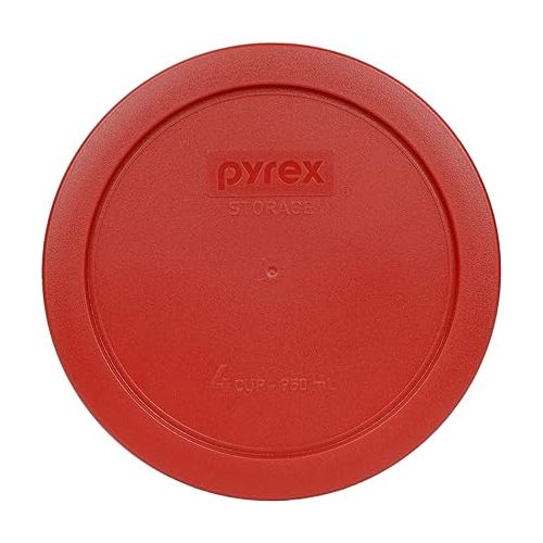  Pyrex 7201-PC 4-Cup Poppy Red Replacement Food Storage Plastic Lids - 2 Pack - Original Genuine Pyrex - Made In The USA