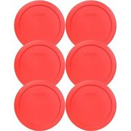 Pyrex 7201-PC 4 Cup Red Round Plastic Storage Lid, Made in USA - 6 Pack