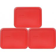 Pyrex 7210-PC 3-Cup Red Rectangle Plastic Food Storage Lid Cover, Made in the USA - 3 Pack