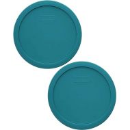 Pyrex 7402-PC Turquoise Round Plastic Food Storage Replacement Lid, Made in USA - 2 Pack