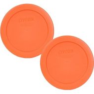 Pyrex 7200-PC 2-Cup Orange Round Plastic Food Storage Lid, Made in USA - 2 Pack