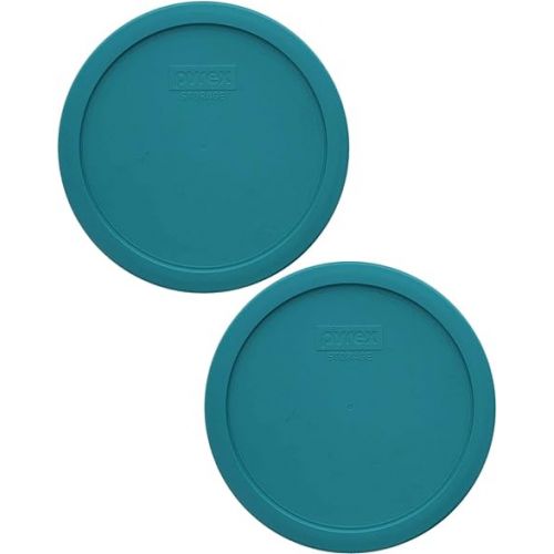  Pyrex 7402-PC 7-Cup Turquoise Plastic Food Storage Lid, 2 Pack - Original Genuine Pyrex - Made In The USA