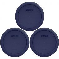 Pyrex 7201-PC 4-Cup Dark Blue Round Replacement Lids - 3 pack - Original Genuine Pyrex - Made in the USA