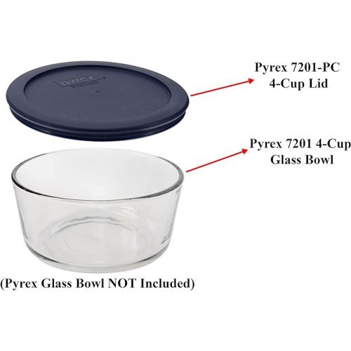  Pyrex 7201-PC 4-Cup Dark Blue Round Replacement Lids - 3 pack - Original Genuine Pyrex - Made in the USA