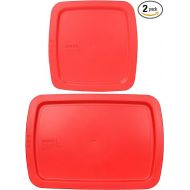 Pyrex C-222-PC 2qt and C-233-PC 3qt Red Easy Grab Plastic Replacement Lids, Made in the USA