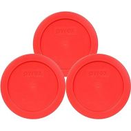 Pyrex Bundle - 3 Items: 7200-PC 2-Cup Red Plastic Food Storage Lids Made in the USA