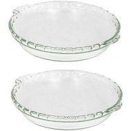 Pyrex Bundle - 2 Items: Bakeware 9-1/2-Inch Scalloped Clear Glass Pie Plates