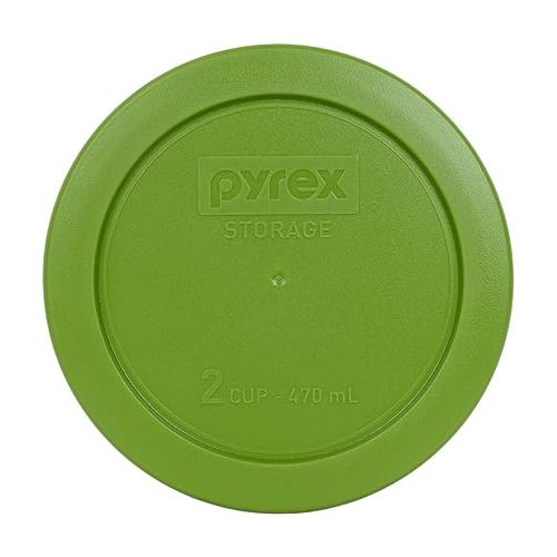  Pyrex (2) 7402-PC Green 7 Cup, (2) 7201-PC Edamame Green 4 Cup, & (2) 7200-PC Lawn Green 2 Cup Plastic Storage Lids, Made in USA