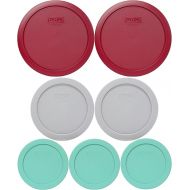 Pyrex (3) 7200-PC Sea Glass Lids & (2) 7201-PC Jet Grey Lids & (2) 7402-PC Sangria Lids Made in the USA