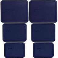 Pyrex (2) 7212-PC 11-Cup, (2) 7211-PC 6-Cup, and (2) 7210-PC 3-Cup Blue Plastic Storage Lids, Made in the USA