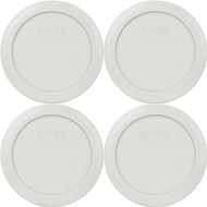 Pyrex 7200-PC Sleek Silver Round Plastic Food Storage Replacement Lid, Made in USA - 4 Pack