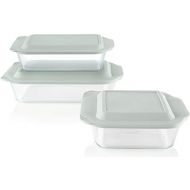 Pyrex Deep Baking Dish Set (6-Piece, BPA-Free Lids), Model: