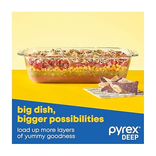  Pyrex Deep Baking Dish Set (6-Piece, BPA-Free Lids), Model: