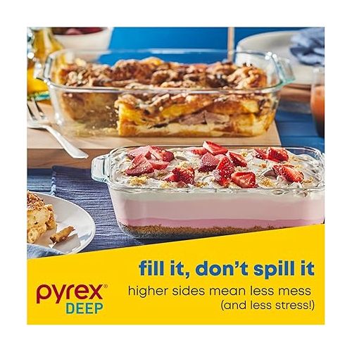  Pyrex Deep Baking Dish Set (6-Piece, BPA-Free Lids), Model: